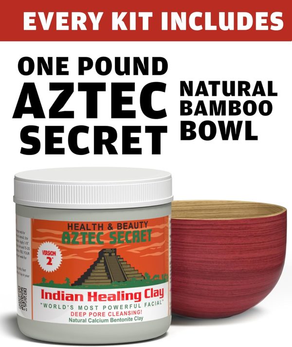 Aztec Secret Essential Indian Clay Mask Kit by Etana – 100% Natural Calcium Bentonite for Deep Pore Cleansing - Facial, Hair & Body Detox Set Wtih Accessories - Image 2