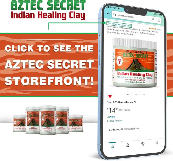 Aztec Secret– Indian Healing Clay 1 lb – Deep Pore Cleansing Facial & Body Mask – The Original 100% Natural Calcium Bentonite Clay – New Version 2 - Image 5