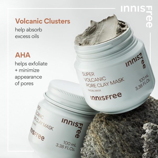 innisfree Super Volcanic Pore Clay Mask, Korean Pore Clearing Clay Mask with Volcanic Clusters and AHA - Image 2