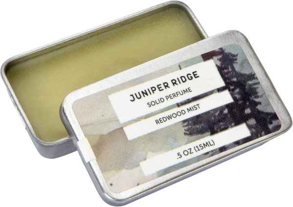 Juniper Ridge Redwood Mist Solid Perfume | Wild-Harvested Essential Oil Blend | Unisex Fragrance | Travel Friendly | 0.5 Oz Tin