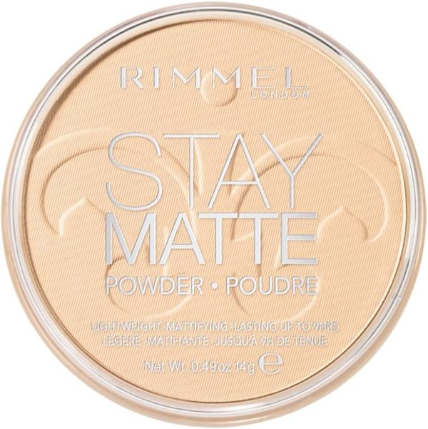 Rimmel London Stay Matte - 001 Transparent - Pressed Powder, Lightweight, High Coverage, Shine Control, 0.49oz
