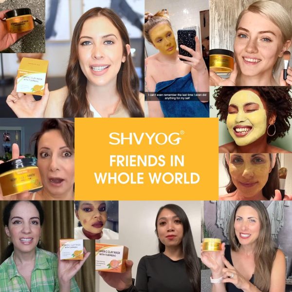 Vitamin C Face Mask with Kaolin Clay and Turmeric for Dark Spots, Dull Skin, Skincare Facial Mask for Controlling Oil and Refining Pores 5.29 Oz - Image 9
