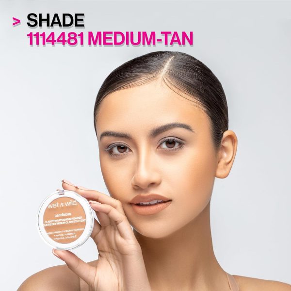 wet n wild Bare Focus Clarifying Finishing Powder Matte Pressed Setting Powder Medium-Tan and Mega Slicks Lip Gloss Long Lasting Hyaluronic Acid High Shine Crystal Clear - Image 4